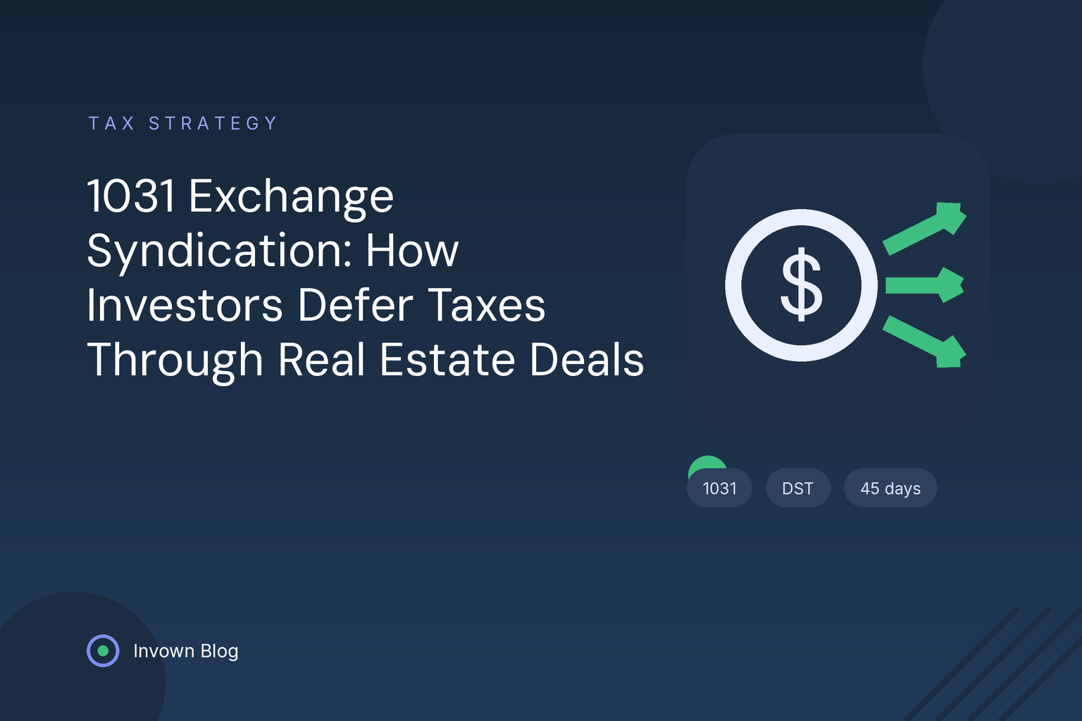 1031-exchange-syndication-guide Illustration of dollars flowing between properties representing a 1031 exchange syndication that defers capital gains taxes through DSTs.