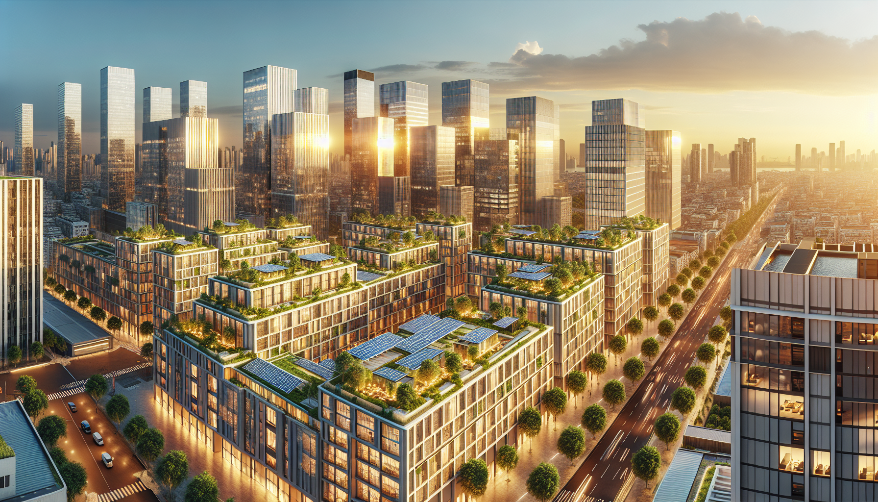 DSCR real estate analysis showing modern commercial buildings and investment property skyline