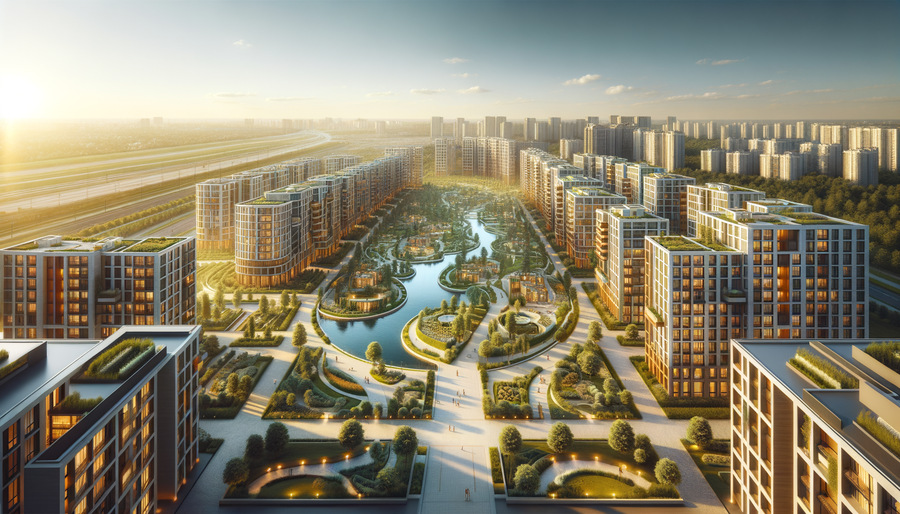 dscr-real-estate-crowdfunding DSCR real estate crowdfunding - modern real estate development with apartment buildings and green spaces