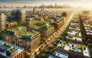 Opportunity zone crowdfunding revitalized urban real estate neighborhood with modern mixed-use developments