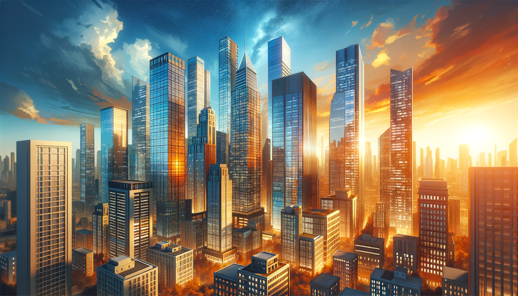 preferred-equity-real-estate-capital-stack Preferred equity real estate capital stack illustrated by a modern city skyline at golden hour