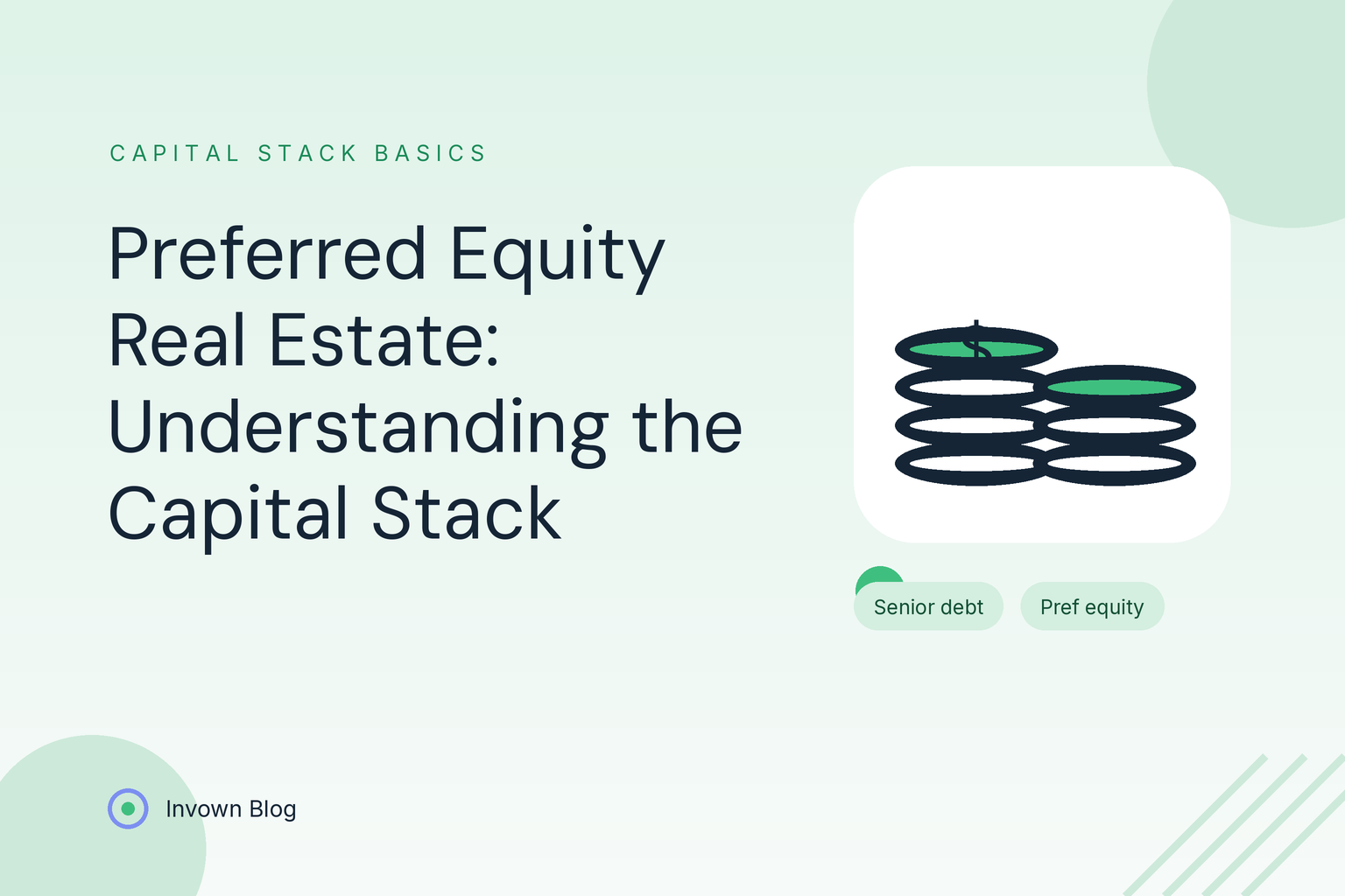 preferred-equity-real-estate-capital-stack Illustration of stacked coins representing preferred equity real estate positions within the capital stack for syndication investors.