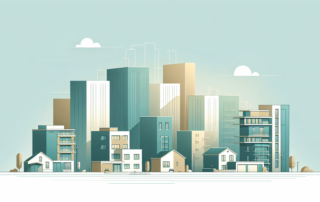real estate market trends 2026 - city skyline illustration