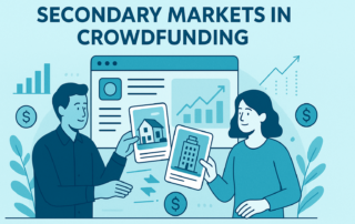 Secondary market crowdfunding platform showing investors trading Reg CF real estate securities on a digital marketplace