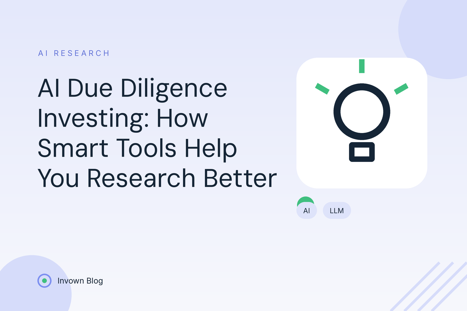 ai-due-diligence-investing-tools Illustration of a glowing lightbulb pictogram representing AI due diligence tools for smarter investment research.