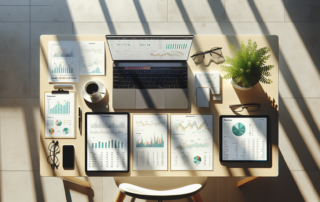 Alternative investment portfolio diversification strategy shown on professional desk with financial charts and real estate analysis