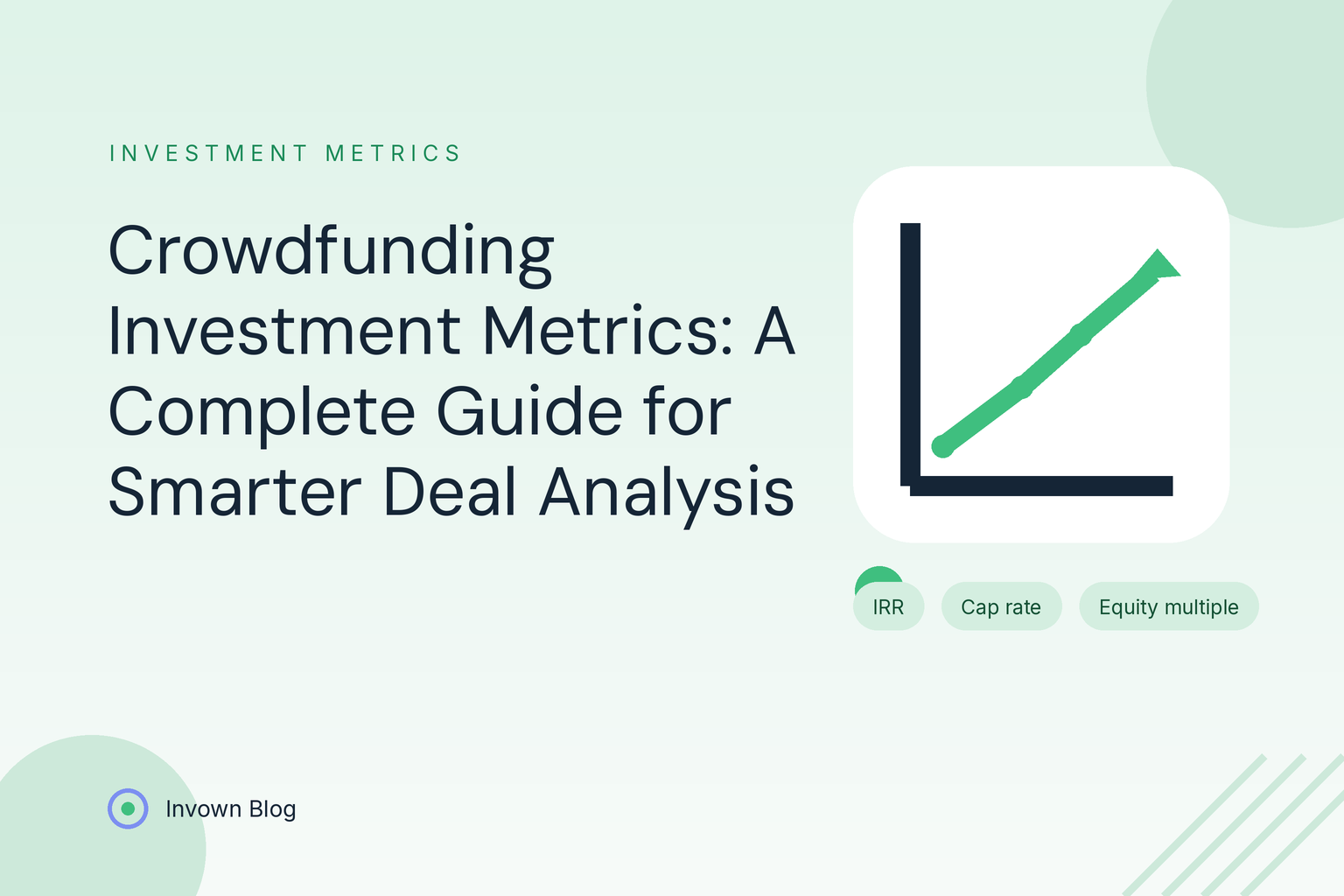 crowdfunding-investment-metrics-guide Illustration of a rising chart representing crowdfunding investment metrics like IRR, cap rate, and equity multiple for deal analysis.