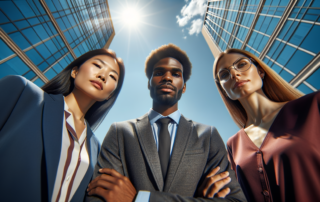 Crowdfunding portal evaluation — diverse investors reviewing investment opportunities together