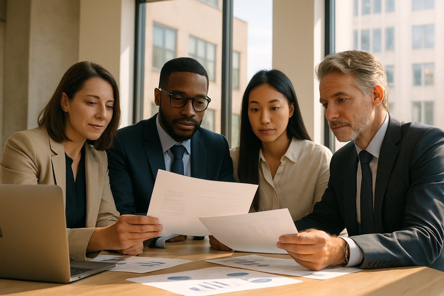 reg-a-plus-mini-ipo-investors-guide Reg A+ mini IPO investors reviewing offering documents at a modern conference table