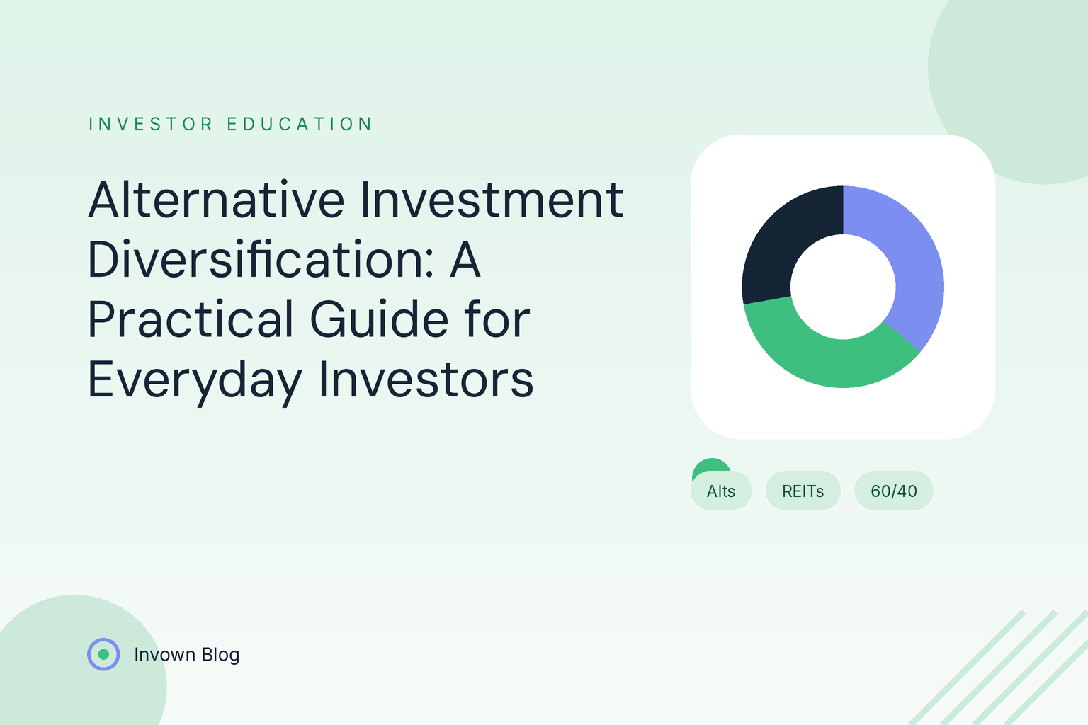 alternative-investment-diversification-portfolio Illustration of a portfolio allocation donut chart representing alternative investment diversification for everyday investors.