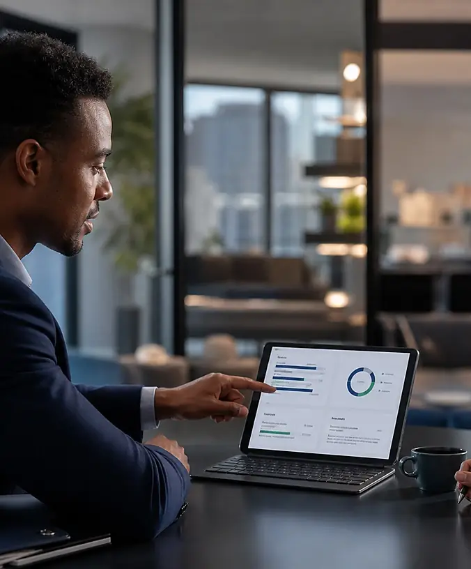 Founders reviewing a capital raising dashboard