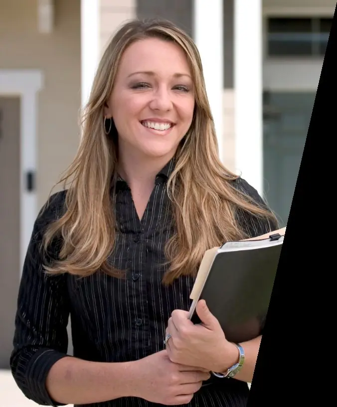 Business operator inside a production facility
