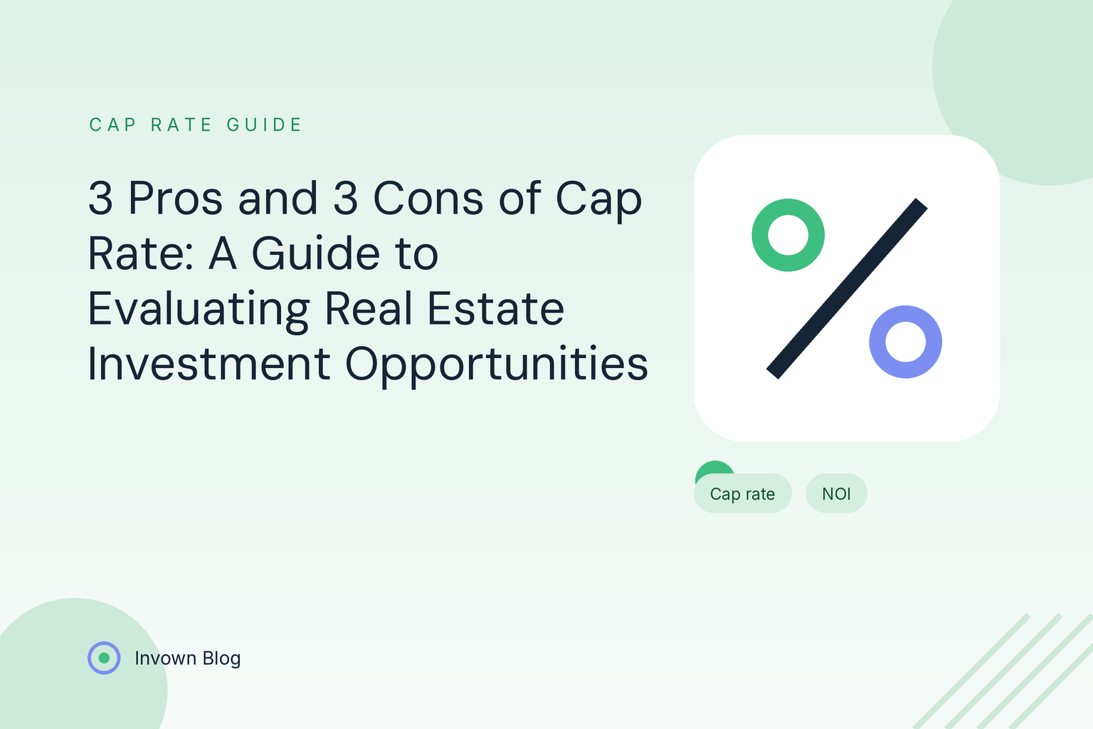 Illustration of a percentage pictogram representing the pros and cons of cap rate for evaluating real estate investment opportunities.