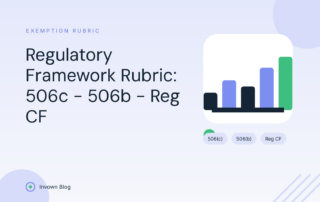 Illustration of comparison bars ranking Rule 506(c), 506(b), and Reg CF securities exemption frameworks side by side.