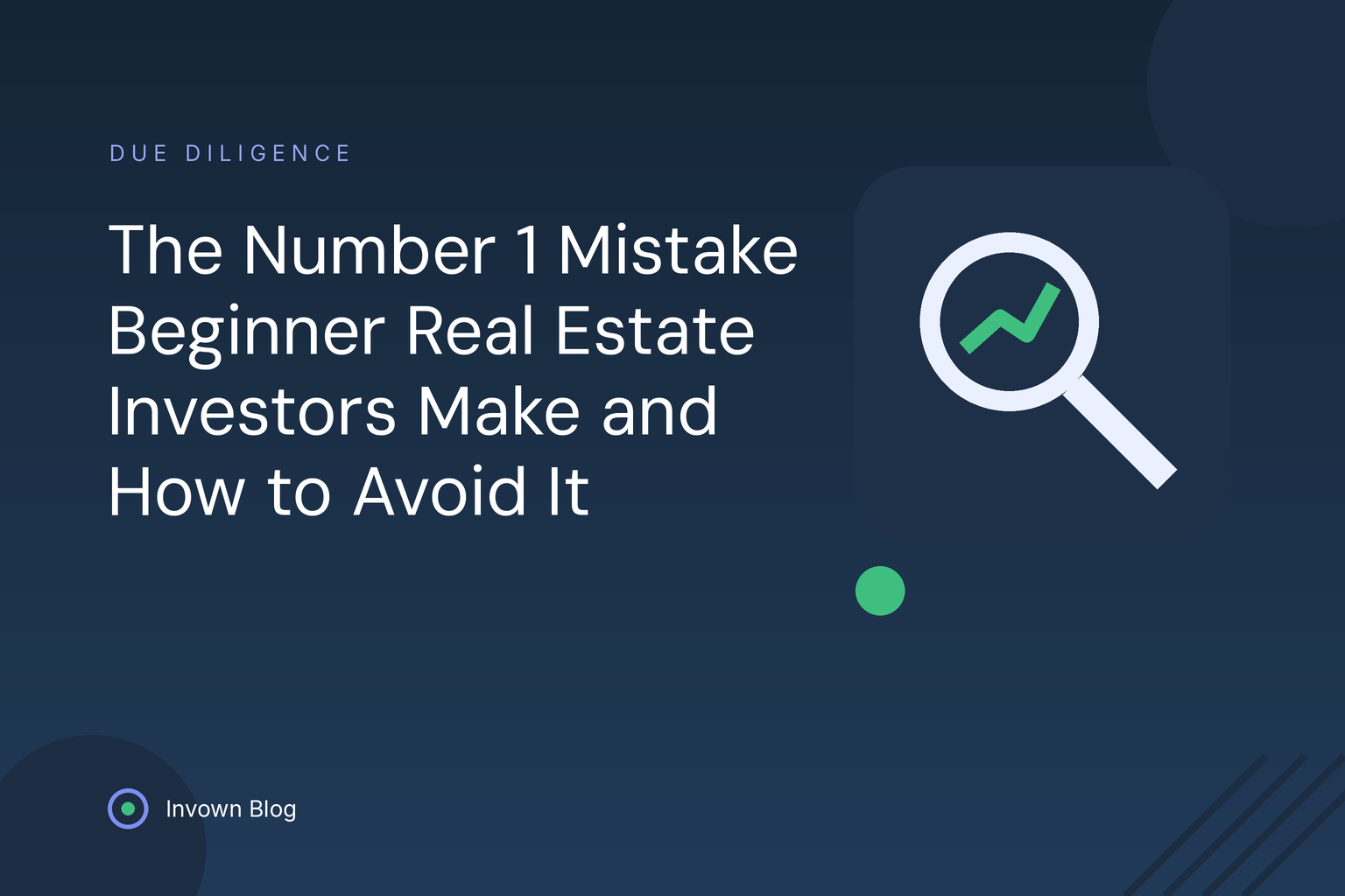 Illustration of a magnifying glass inspecting a property representing the due diligence mistakes beginner real estate investors make.