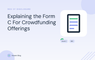Illustration of a disclosure document representing the SEC Form C filing required for Regulation Crowdfunding offerings.