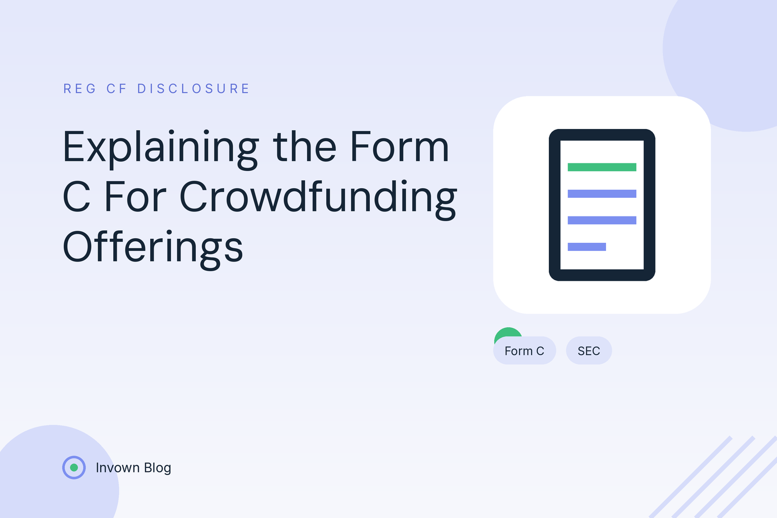 Illustration of a disclosure document representing the SEC Form C filing required for Regulation Crowdfunding offerings.