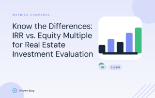 Illustration of side-by-side bar charts comparing IRR vs equity multiple for evaluating a real estate investment.