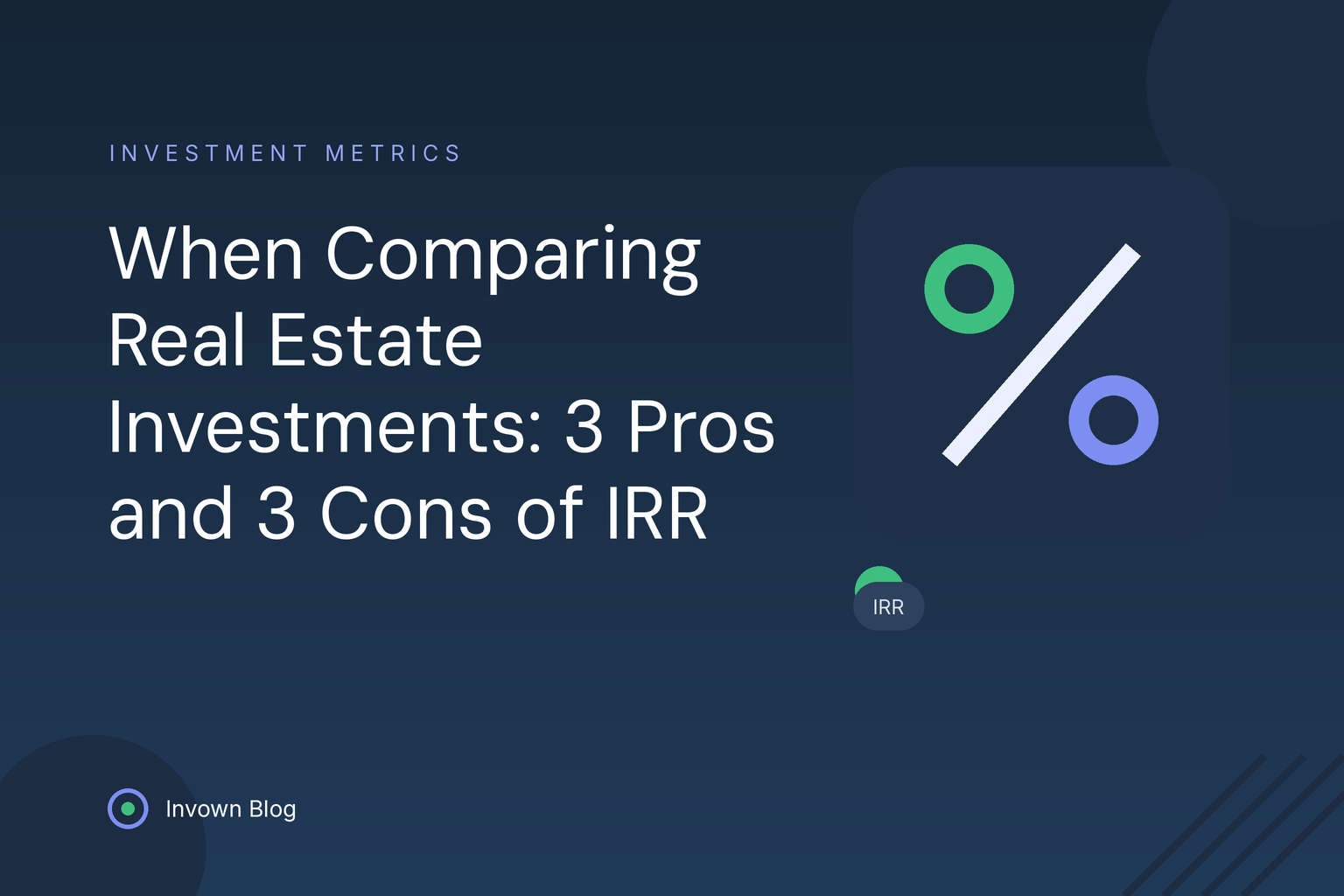 Illustration of a percentage symbol highlighting the pros and cons of IRR when comparing real estate investments.