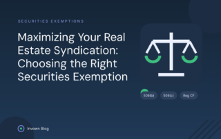 Illustration of balanced scales weighing securities exemptions like Reg CF and Rule 506 for real estate syndication offerings.