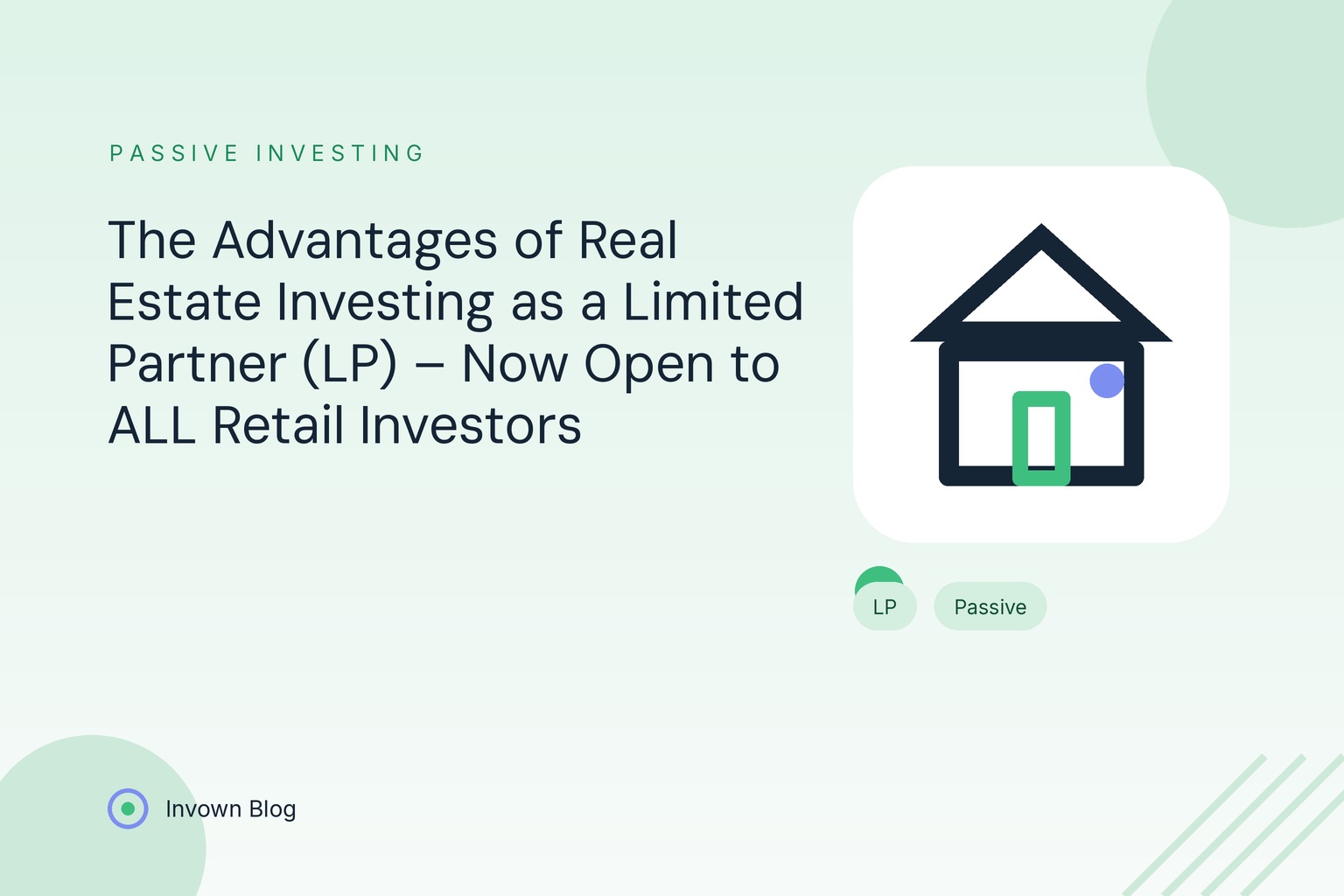 Illustration of a house divided into fractional shares representing the advantages of real estate investing as a limited partner (LP).