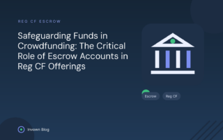 Illustration of a bank building with secured funds representing escrow accounts that safeguard investor money in Reg CF offerings.