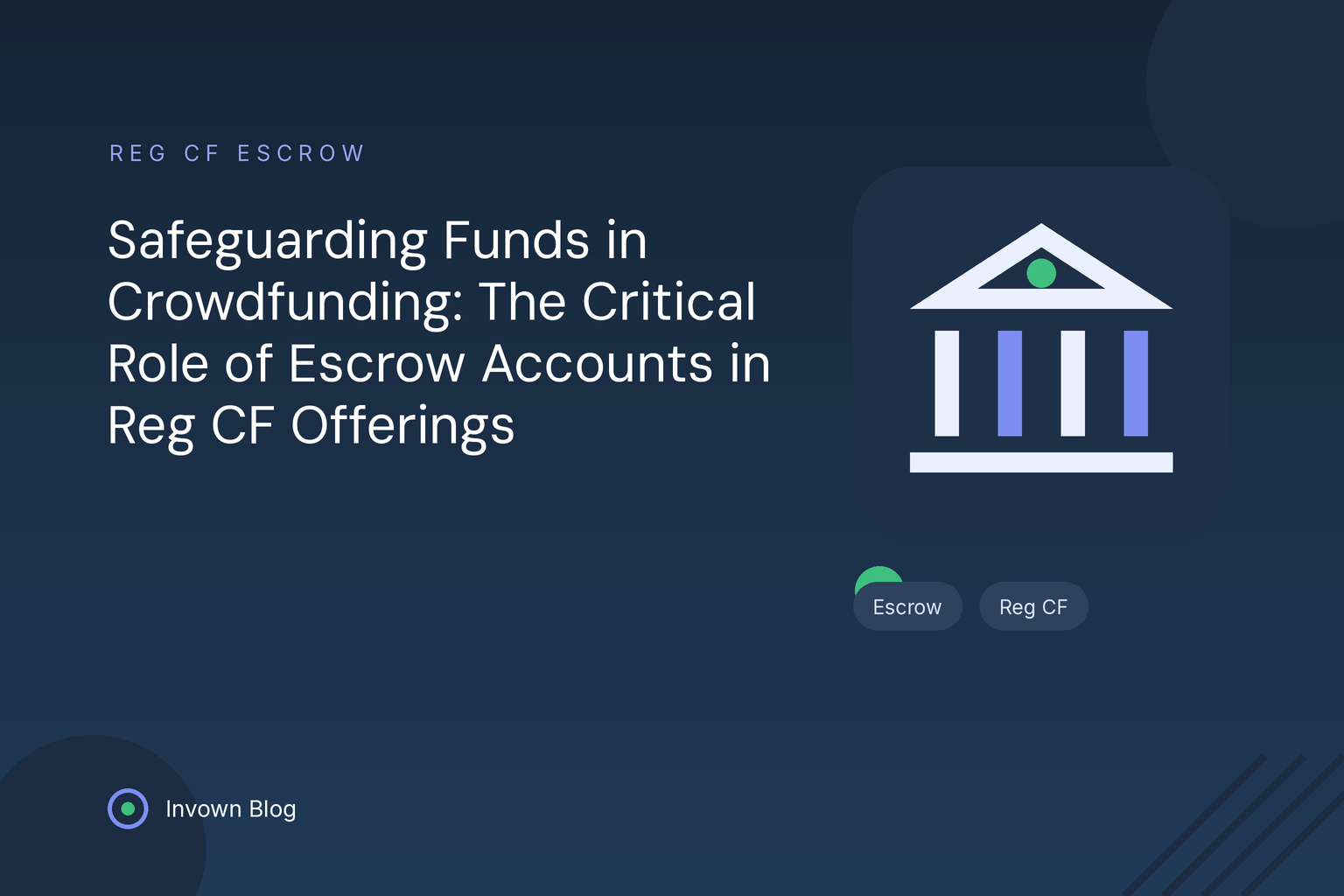 Illustration of a bank building with secured funds representing escrow accounts that safeguard investor money in Reg CF offerings.