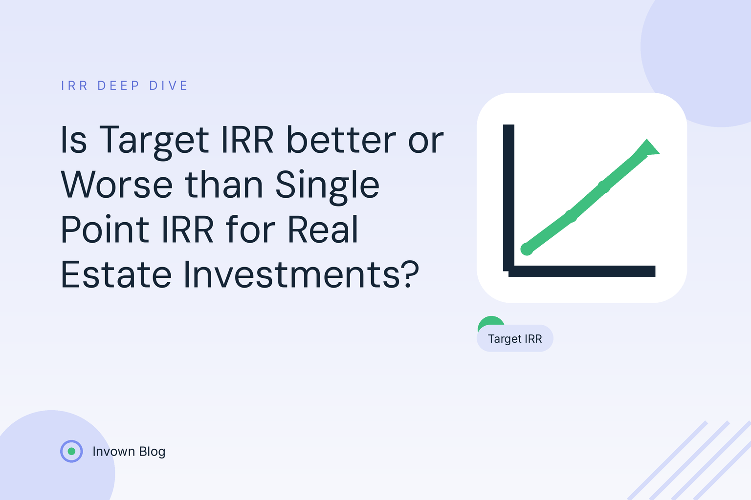 Illustration of a rising projection chart contrasting target IRR with single point IRR for real estate investment returns.