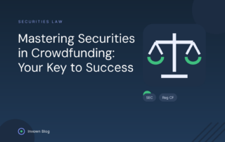 Illustration of balanced legal scales representing securities laws and SEC compliance requirements in crowdfunding offerings.
