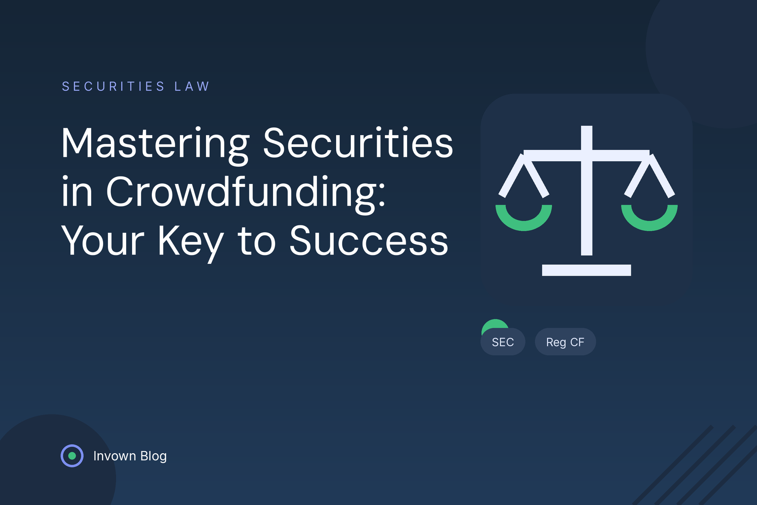 Illustration of balanced legal scales representing securities laws and SEC compliance requirements in crowdfunding offerings.