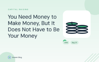 Illustration of stacked coins representing raising other people's money to fund real estate investments through crowdfunding.