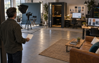 Business owner evaluates a Reg CF marketing agency's video, webinar, email, creative, and data-production capabilities
