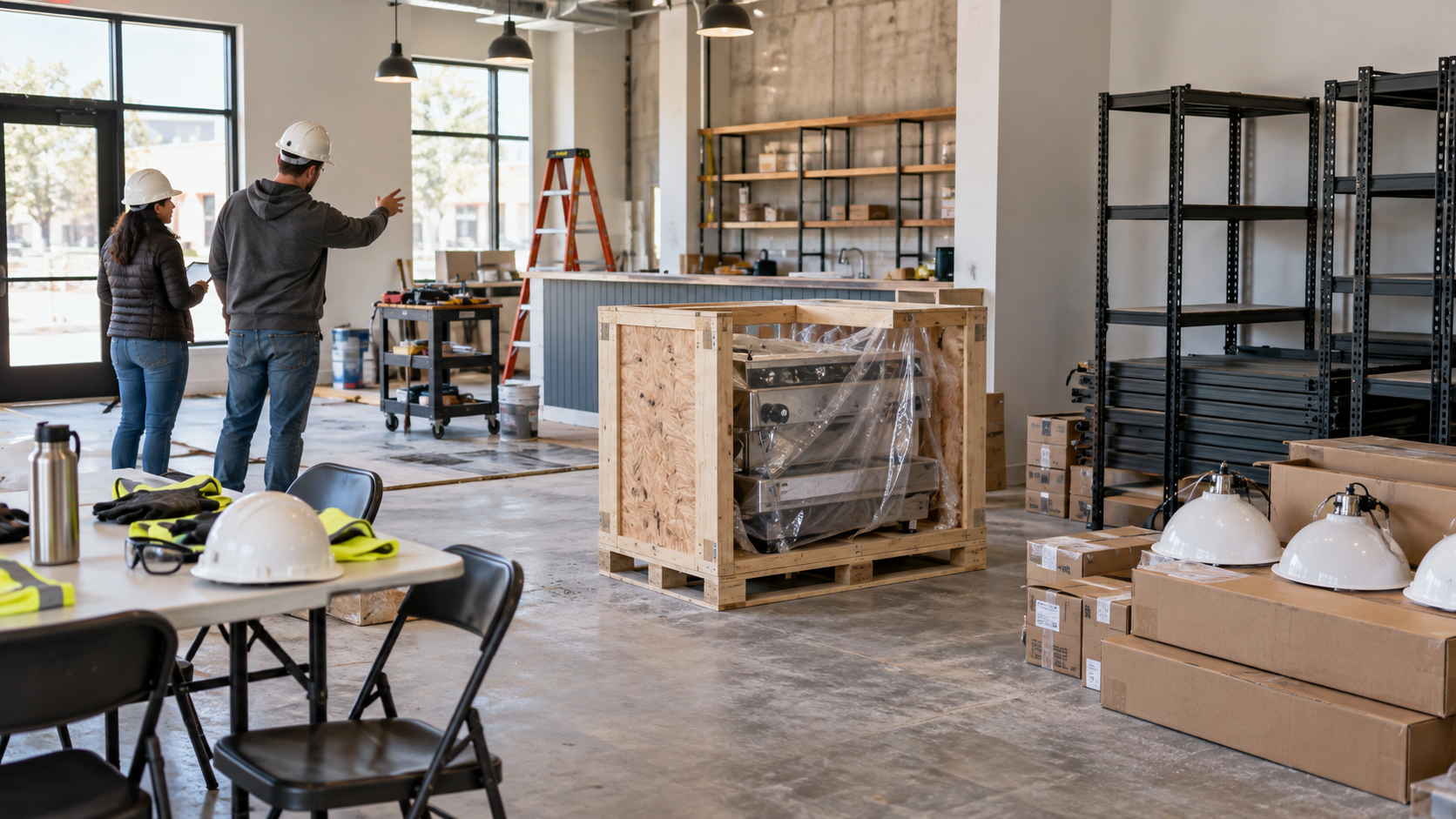 Small-business buildout separates equipment, inventory storage, lighting, and staff training needs