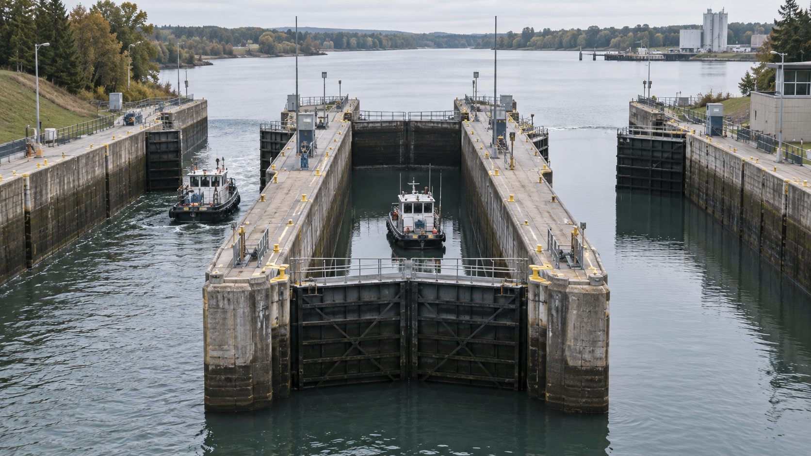 Canal lock chambers illustrate a Reg CF rolling close as separate controlled stages