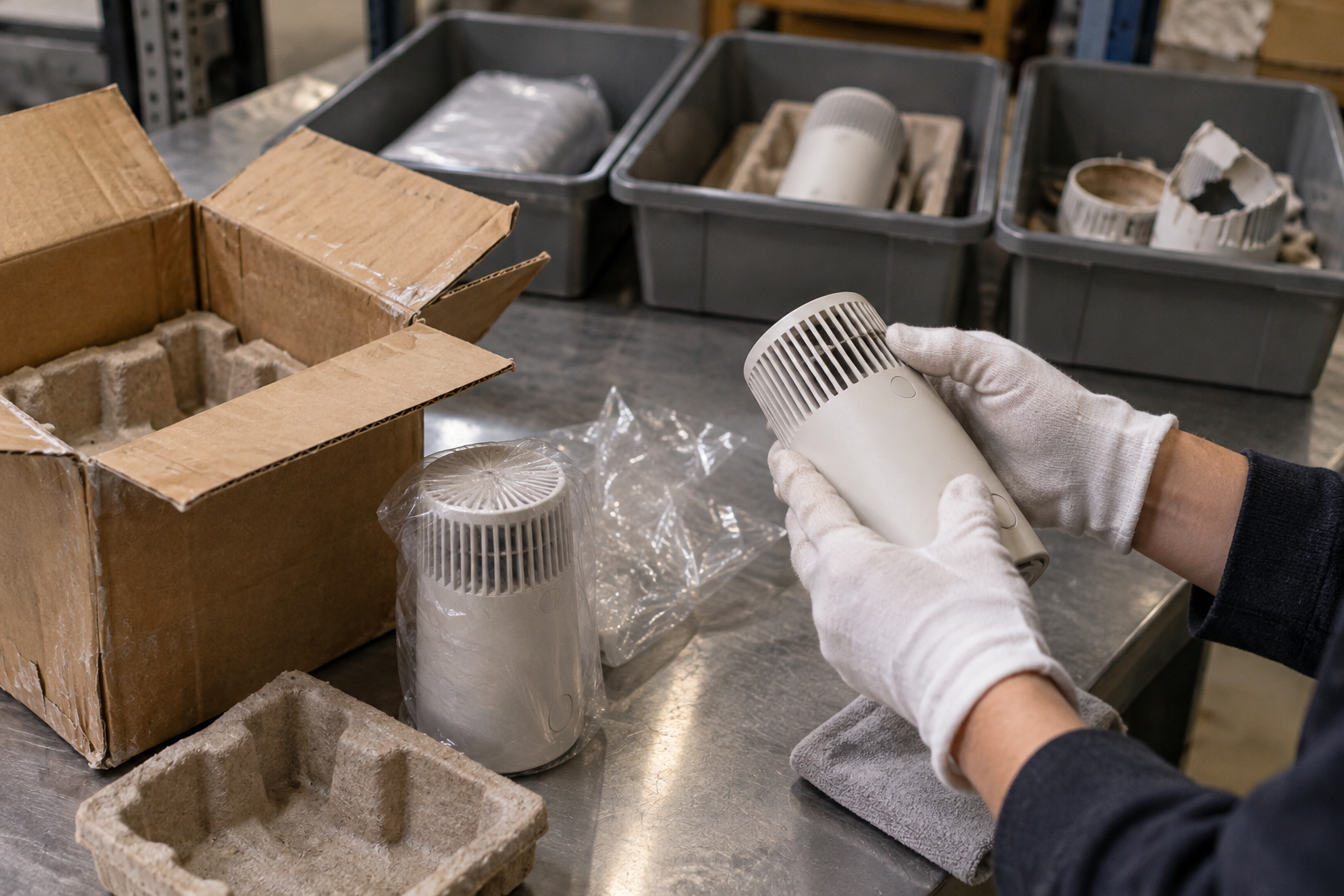 Consumer brand crowdfunding return inspection separates sealed, open-box, and damaged product conditions